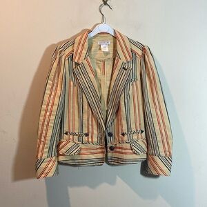 Vintage Pale Yellow LaROK Blazer with Color Stripes